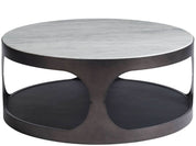 Universal Magritte Round Cocktail Table – Stone-Top Cocktail Table with Casters