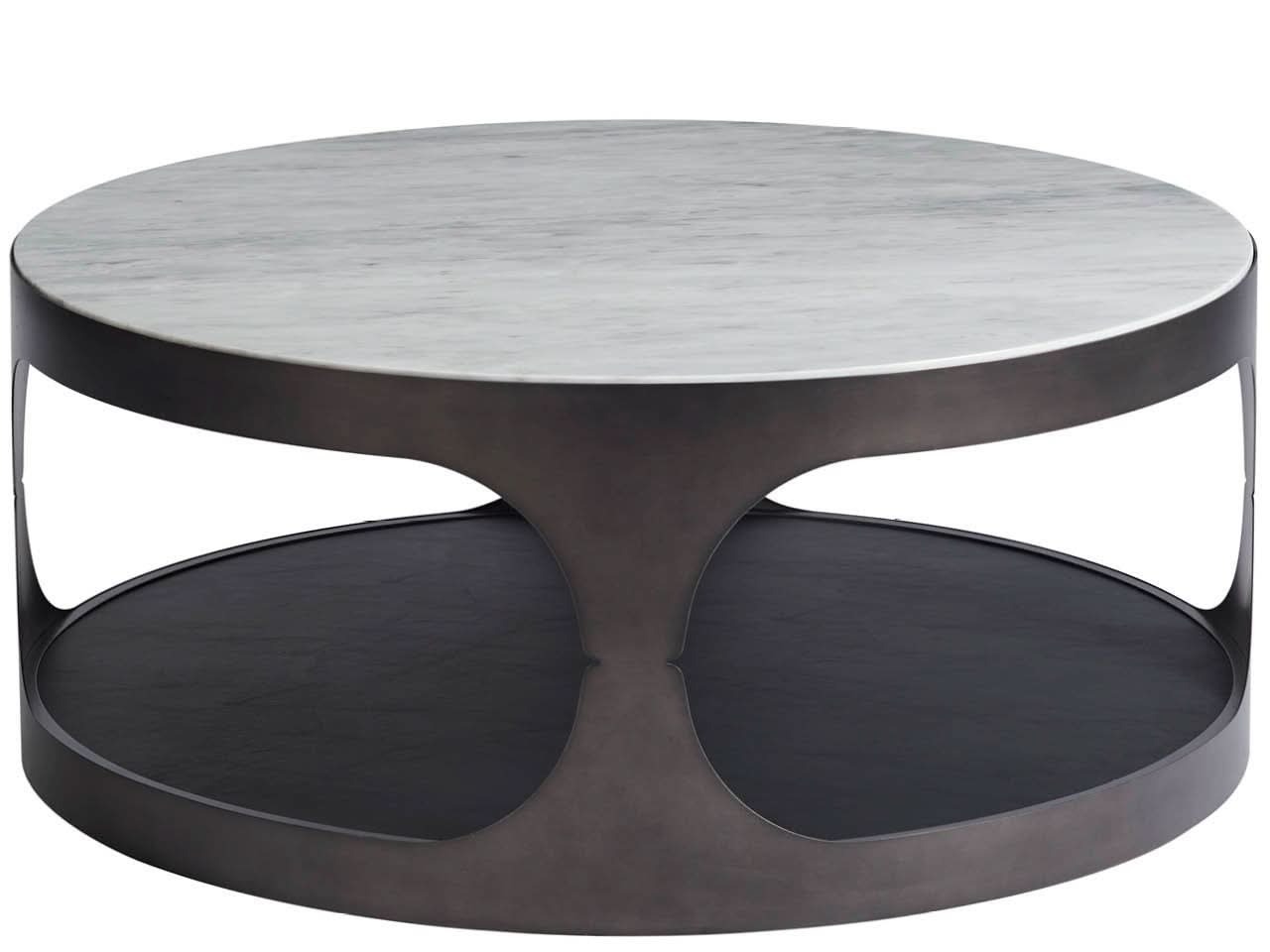 Universal Magritte Round Cocktail Table – Stone-Top Cocktail Table with Casters